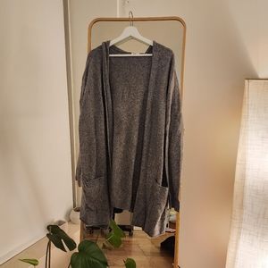 BP Grey Wool Long Cardigan with Hood
